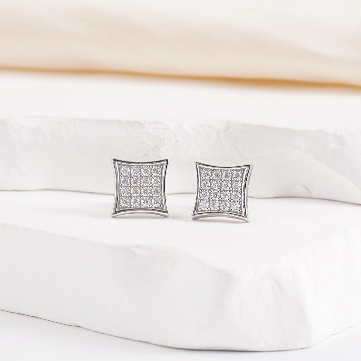 Hip Hop Cubic Stud Earrings VVS Synthetic Moissanite S925 Stud