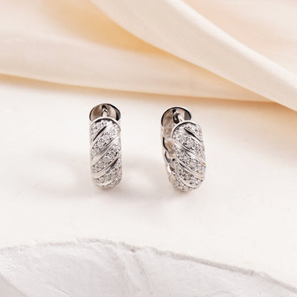 Sculpted Cable Hoop Earrings D Color VVS Synthetic Moissanite S925 Earrings
