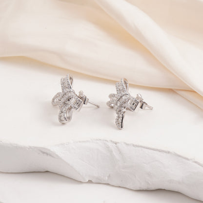 Bow Stud Earrings Bow-knot Earrings Synthetic Moissanite S925 Stud Earrings