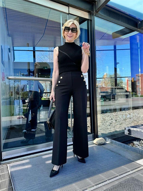 Tummy Control Button Wide Leg Pant(BUY 2 FREE SHIPPING)