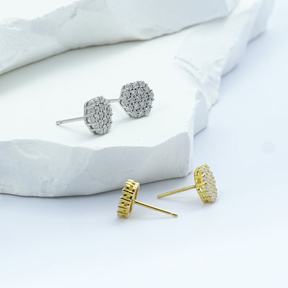 Iced Round Synthetic Moissanite Stud Earrings For Men Women Gift