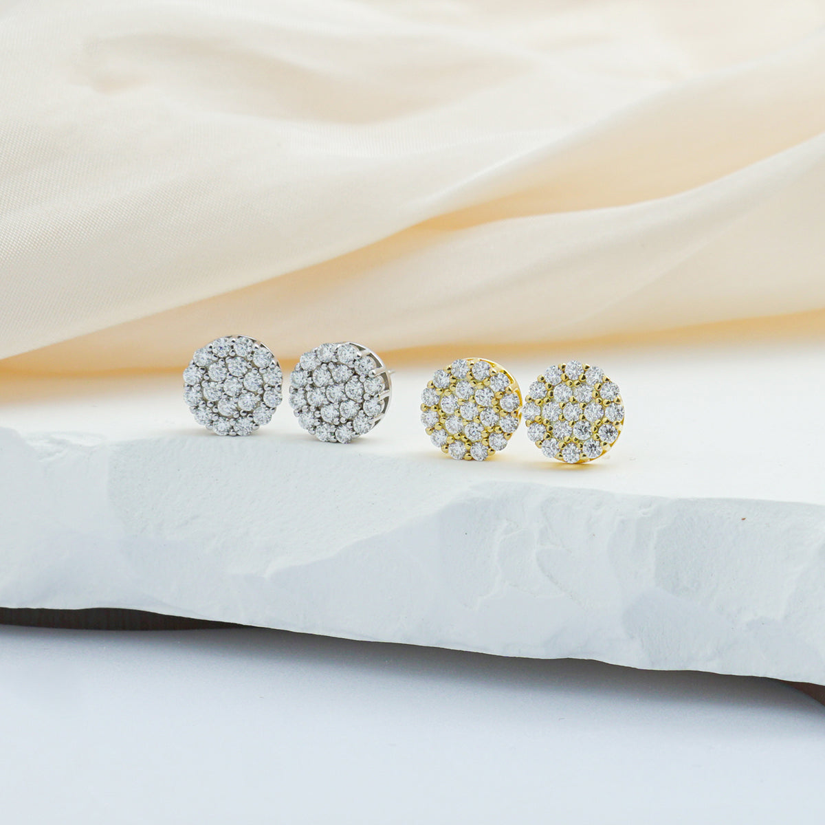 Iced Round Synthetic Moissanite Stud Earrings For Men Women Gift