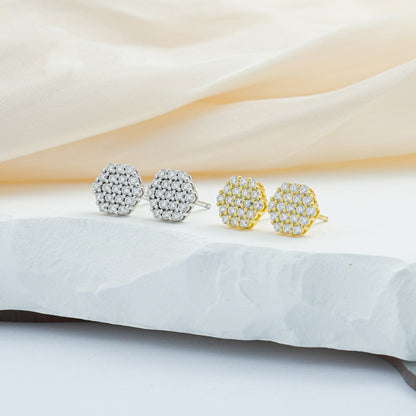 Iced Round Synthetic Moissanite Stud Earrings For Men Women Gift