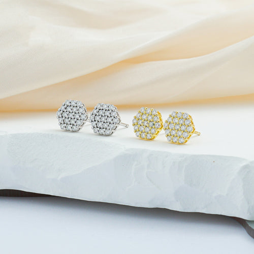 Iced Round Synthetic Moissanite Stud Earrings For Men Women Gift