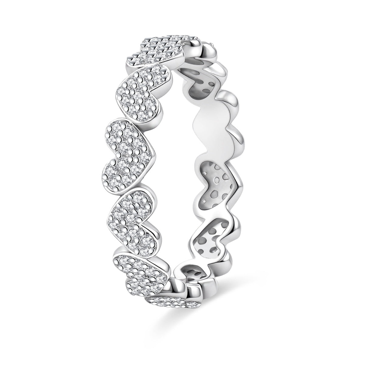 Fall in Heart Eternity Band Ring Synthetic Moissanite Ring Jewelry S925 Perfect Gift
