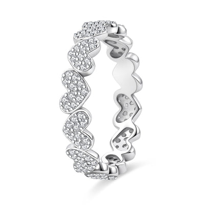 Fall in Heart Eternity Band Ring Synthetic Moissanite Ring Jewelry S925 Perfect Gift