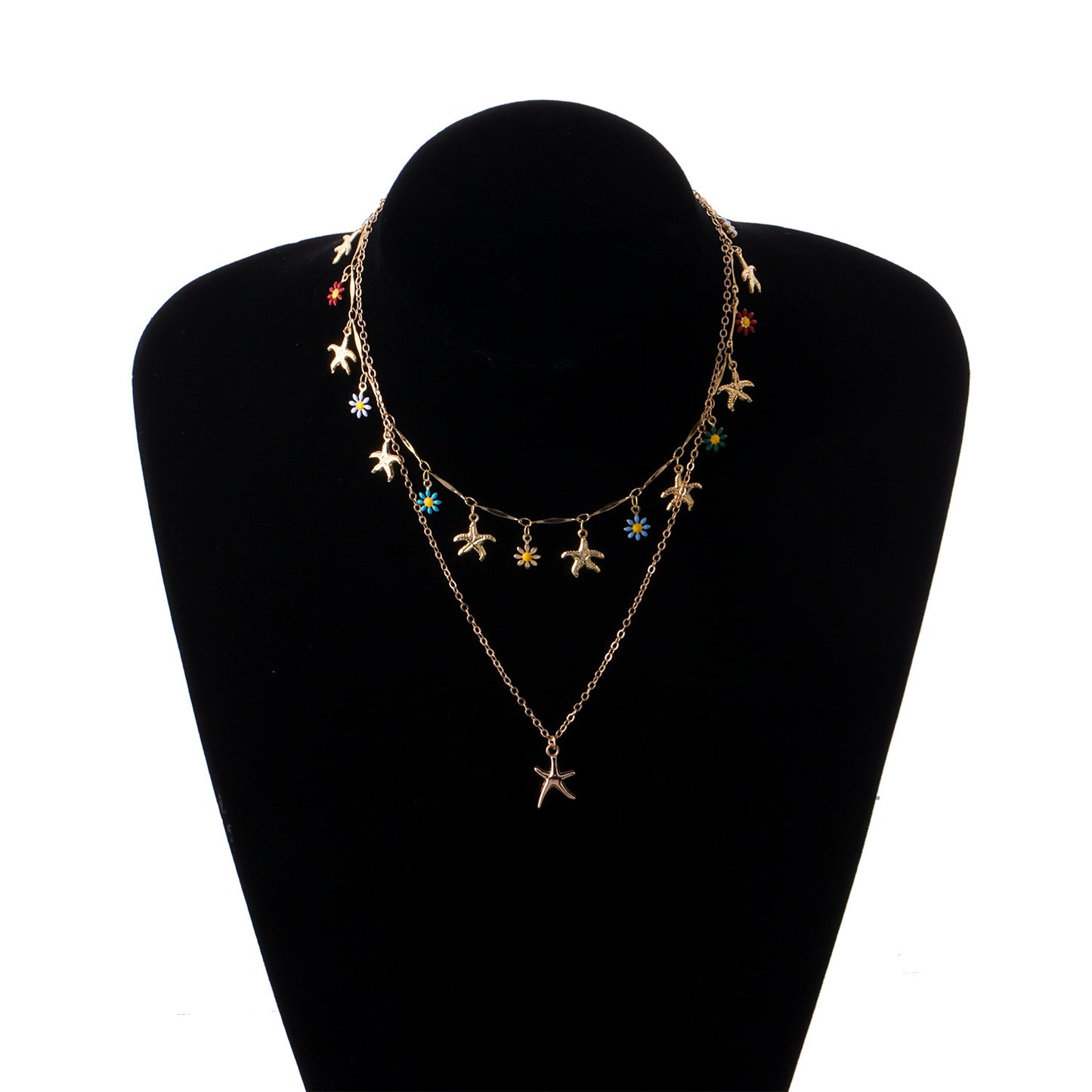 Beachy Blossom Starfish Layered Necklace