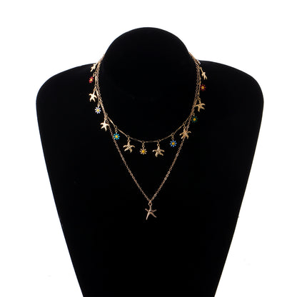 Beachy Blossom Starfish Layered Necklace