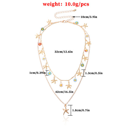 Beachy Blossom Starfish Layered Necklace