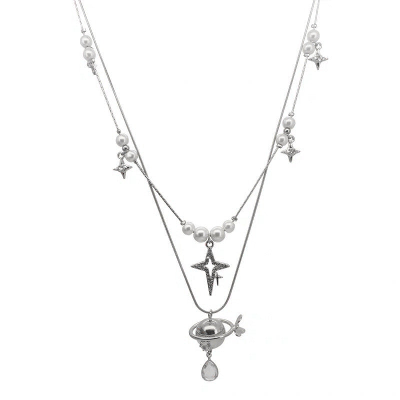 Galaxy Roaming | Pearl - Starlight Interwoven Dreamy Necklace