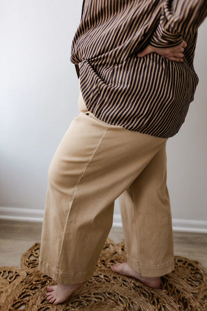 Tummy Control Twill Cropped Wide Leg Pant(Buy 2 Free Shipping)