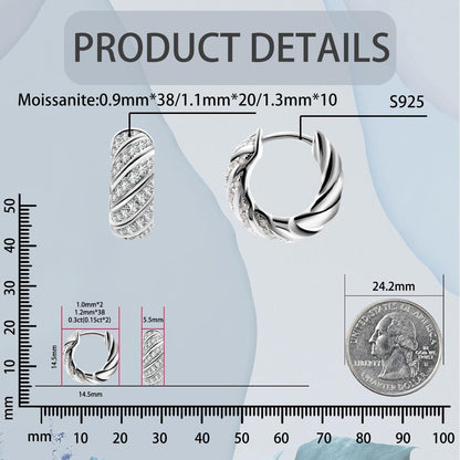 Sculpted Cable Hoop Earrings D Color VVS Synthetic Moissanite S925 Earrings