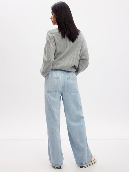 High Rise Seamed Wide-Leg Pull-On Jeans(BUY 2 FREE SHIPPING)