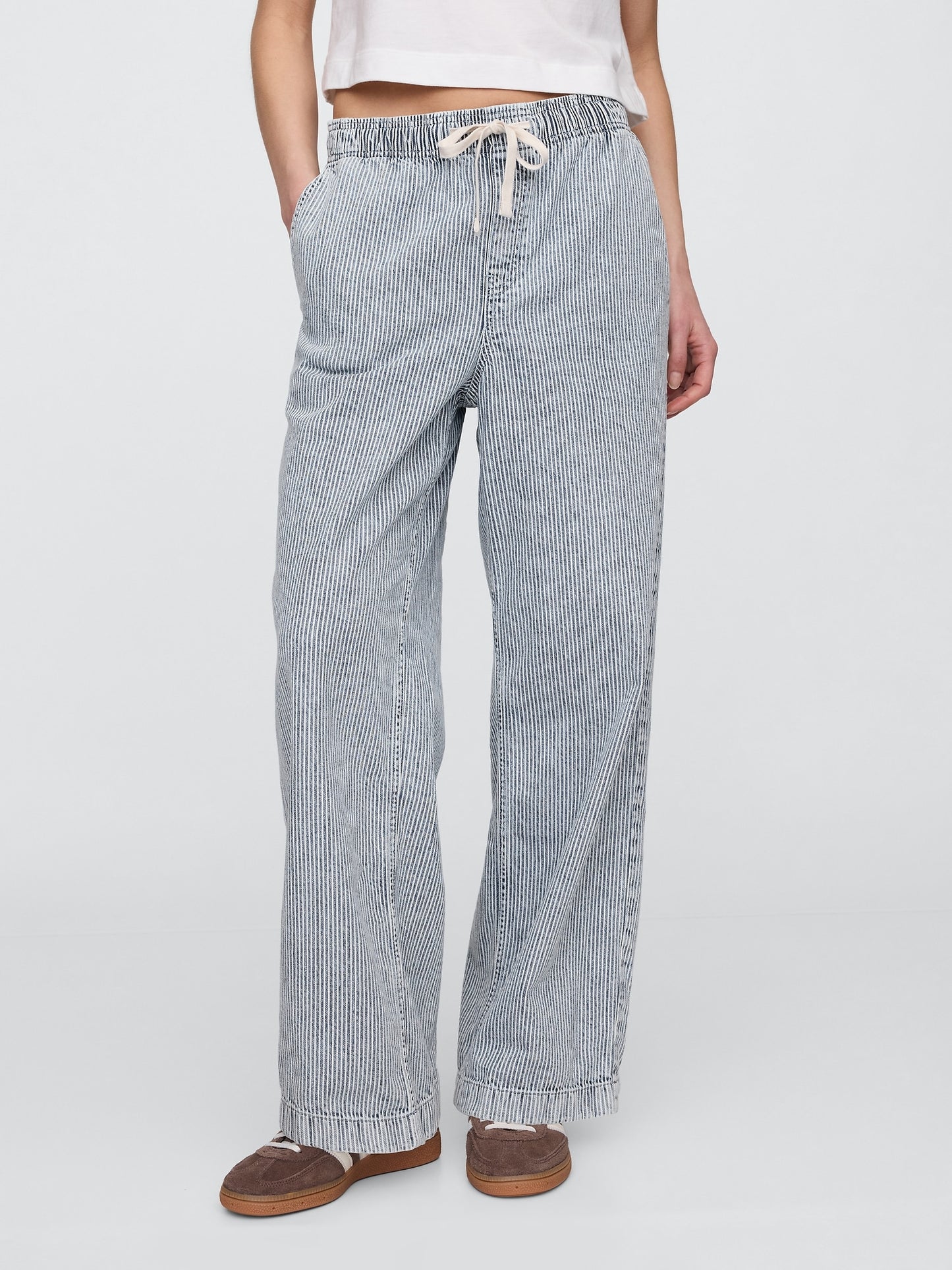 High Rise Seamed Wide-Leg Pull-On Jeans(BUY 2 FREE SHIPPING)