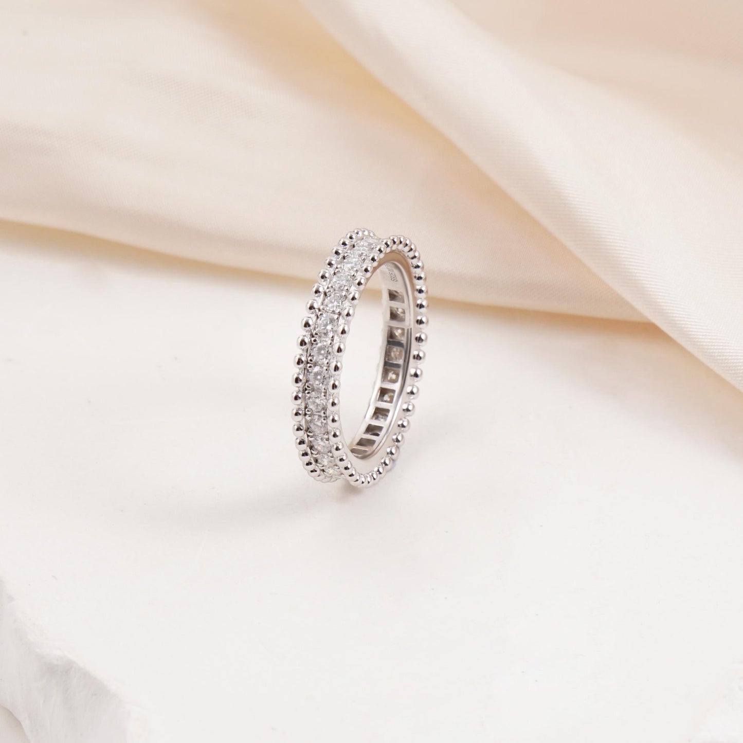 Luxury Full Eternity Ring Band Stacking Ring Wedding Ring Synthetic Moissanite Ring