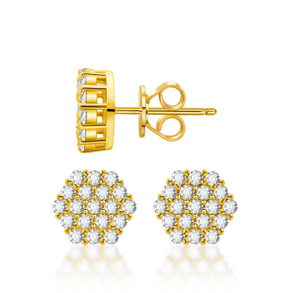 Iced Round Synthetic Moissanite Stud Earrings For Men Women Gift