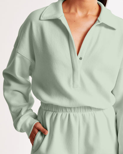 Long-Sleeve Polo Fleece Romper(BUY 2 FREE SHIPPING)