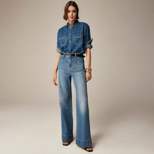 Tummy Control Sailor Wide Leg Trouser (Buy 2 Free Shipping)