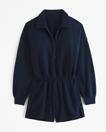 Long-Sleeve Polo Fleece Romper(BUY 2 FREE SHIPPING)
